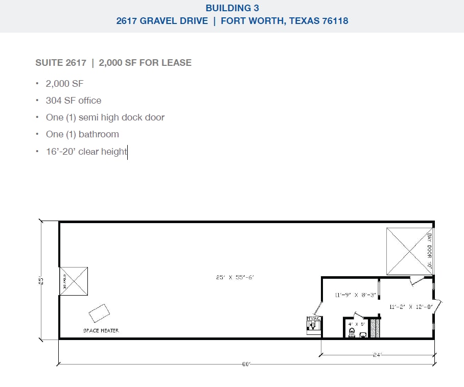 2501-2519 Gravel Dr, Fort Worth, TX for lease Floor Plan- Image 1 of 1