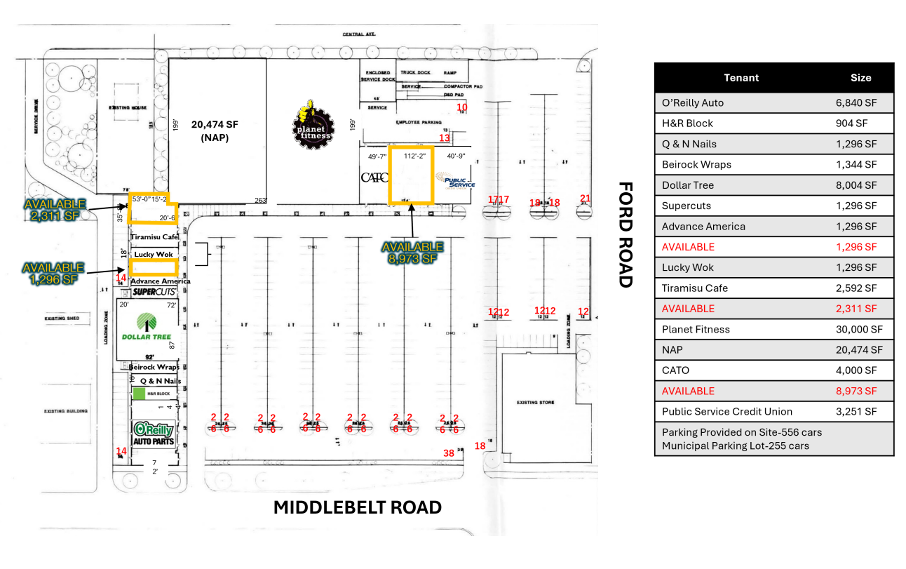 5726-5940 Middlebelt Rd, Garden City, MI à louer Plan de site- Image 1 de 1