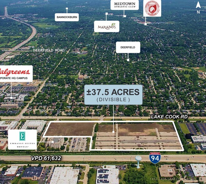 1411-1435 Lake Cook Rd, Deerfield, IL for lease - Aerial - Image 3 of 9