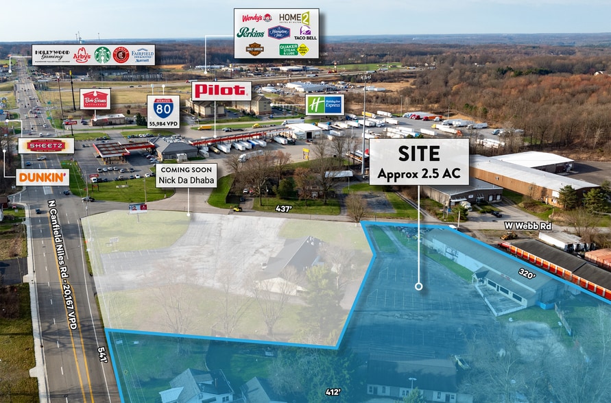 1250 N Canfield Niles Rd, Youngstown, OH à vendre - Aérien - Image 2 de 3
