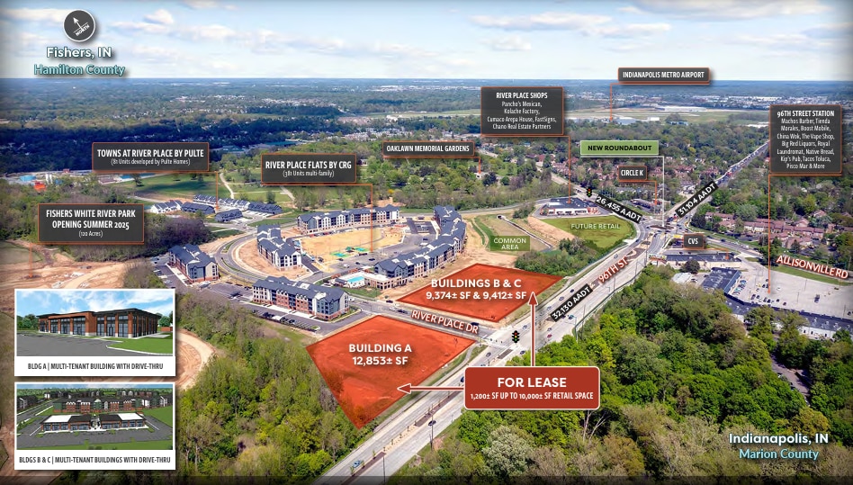 Allisonville Road & East 96th Street St, Fishers, IN for lease Aerial- Image 1 of 3