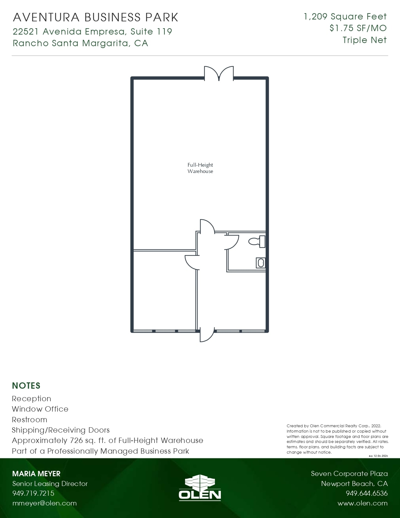 22521 Avenida Empresa, Rancho Santa Margarita, CA à louer Plan d’étage- Image 1 de 1