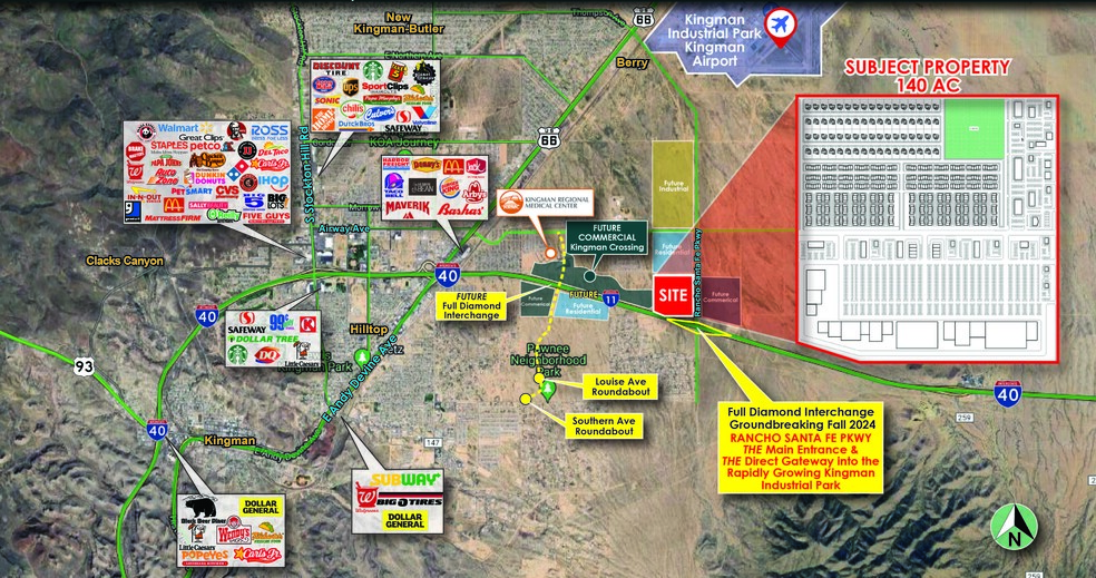 NWC of Rancho Santa Fe Parkway & I-40, Kingman, AZ for sale - Aerial - Image 1 of 1