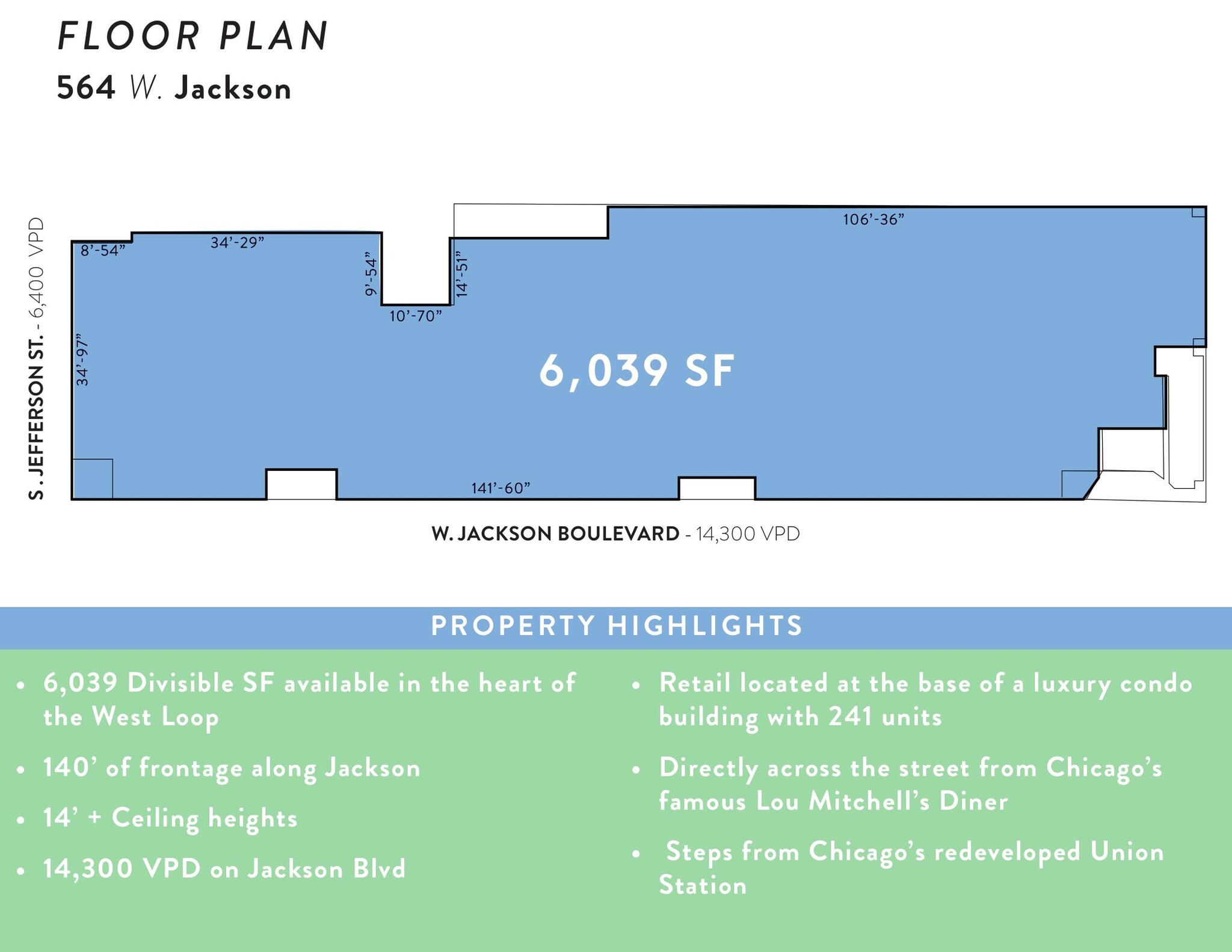 564 W Jackson Blvd, Chicago, IL à louer Plan d’étage- Image 1 de 1