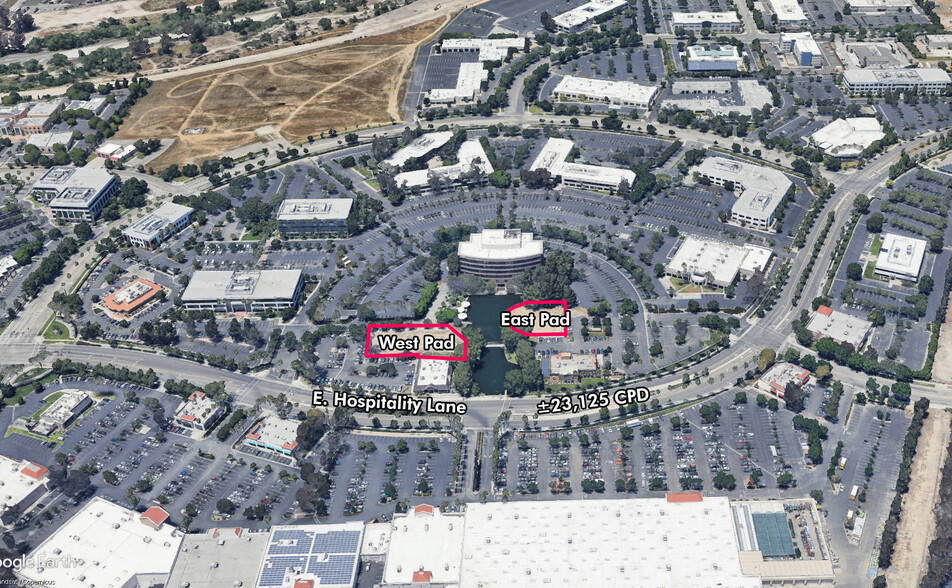 NWQ of E. Hospitality Lane & Harriman Place, San Bernardino, CA for lease - Aerial - Image 2 of 4