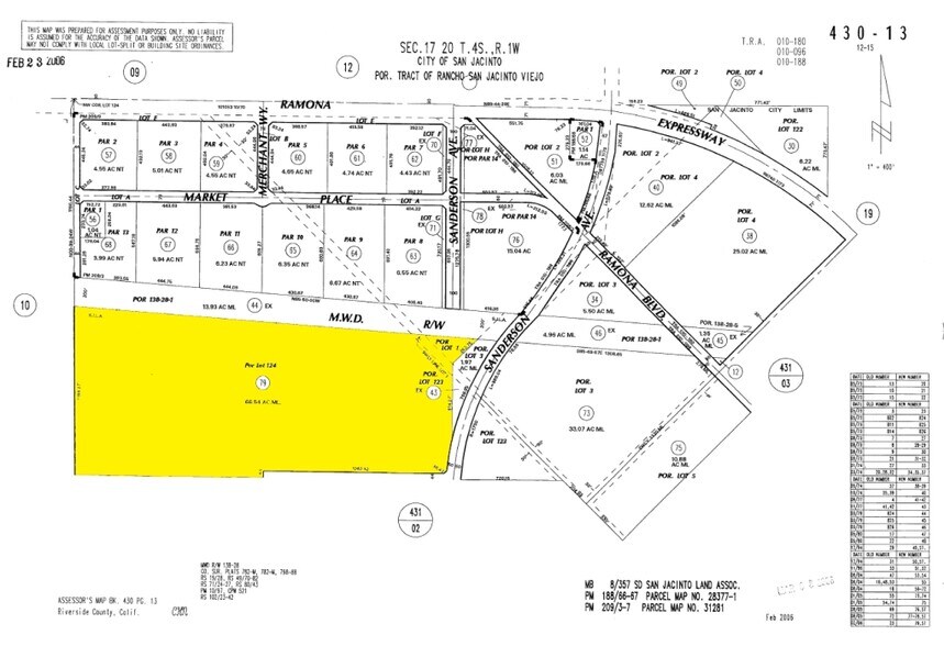 430-130-079 N Sanderson Ave, San Jacinto, CA à vendre - Plan cadastral - Image 2 de 2