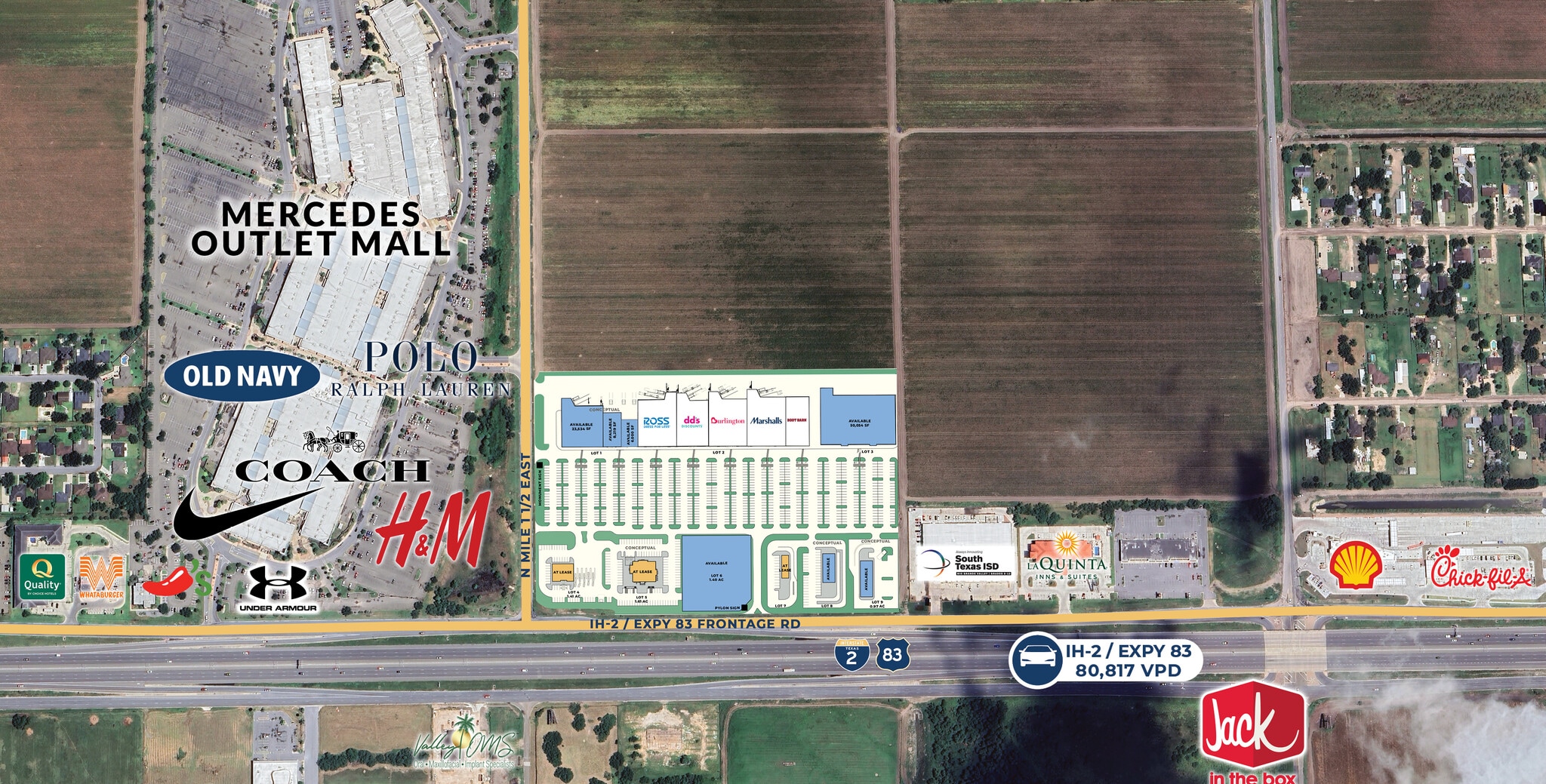 Expy 83 & Mile 1 1/2 East, Mercedes, TX for lease Primary Photo- Image 1 of 5