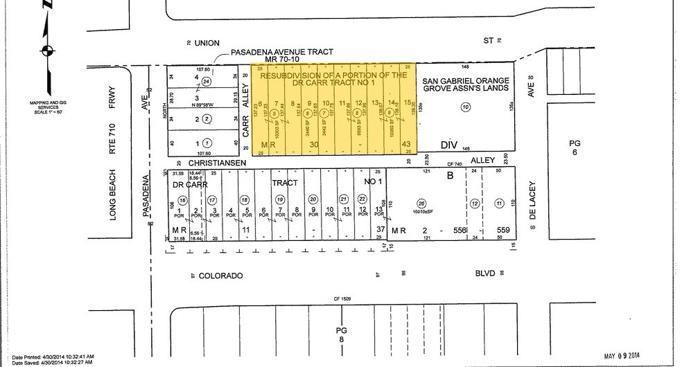 114-140 W Union St, Pasadena, CA à louer - Plan cadastral - Image 3 de 9