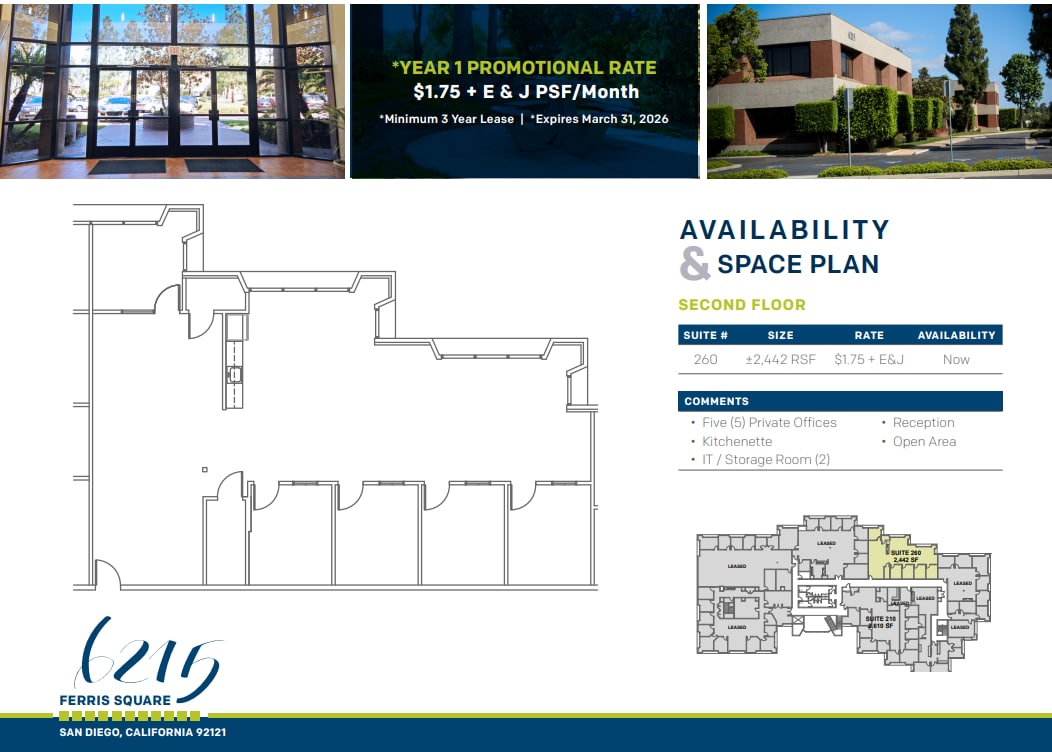 6215 Ferris Sq, San Diego, CA à louer Plan d’étage- Image 1 de 1