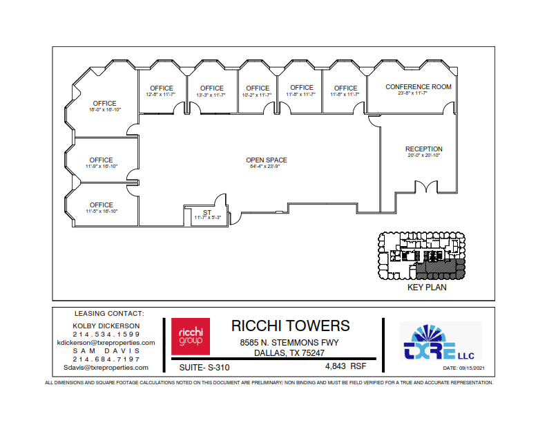 8585 N Stemmons Fwy, Dallas, TX à louer Plan d  tage- Image 1 de 2