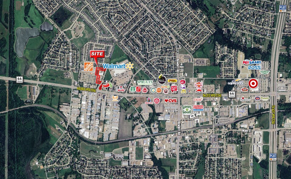 NWQ of Highway 66 & Gordon Smith Drive, Rowlett, TX for sale - Aerial - Image 2 of 2