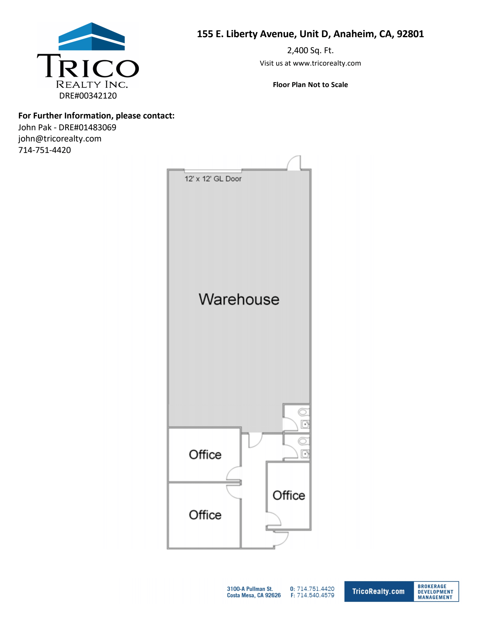 155 E Liberty Ave, Anaheim, CA à louer Plan d’étage- Image 1 de 1