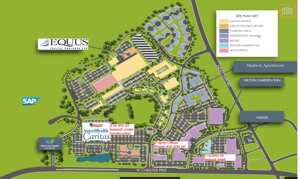 3843 W Chester Pike, Newtown Square, PA for lease - Aerial - Image 2 of 4