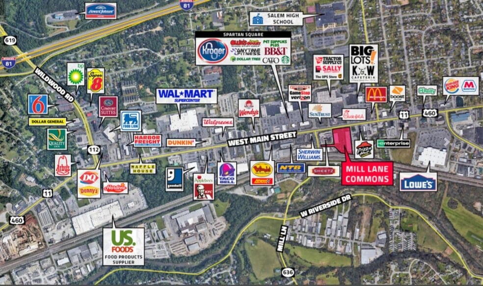 1300-1338 W Main St, Salem, VA for lease - Aerial - Image 3 of 3