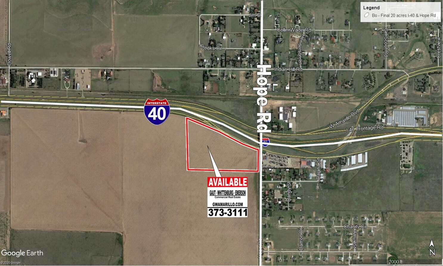 I-40 & HOPE RD, Amarillo, TX à vendre Aérien- Image 1 de 2