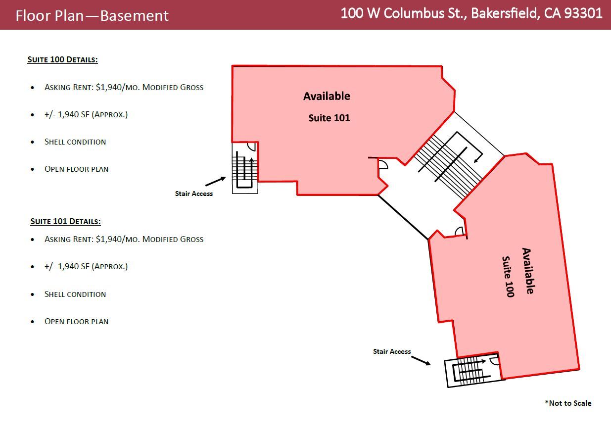 100 W Columbus St, Bakersfield, CA à louer Plan d’étage- Image 1 de 1