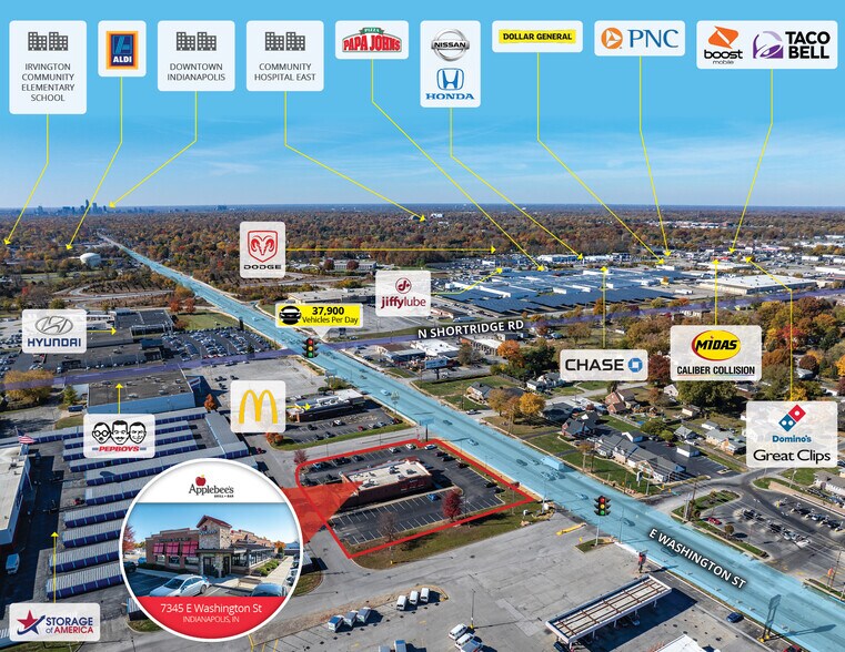 7345 E Washington St, Indianapolis, IN à vendre - Photo du bâtiment - Image 2 de 6