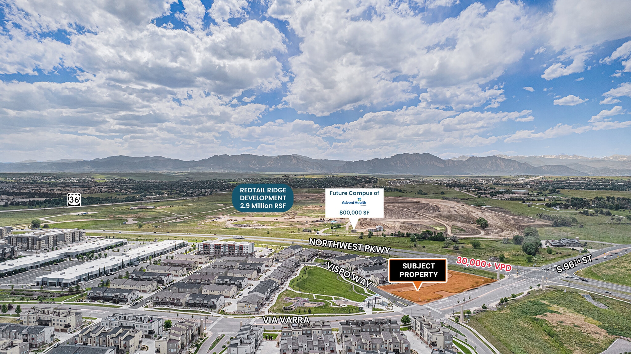 SEC Northwest Parkway & Via Varra, Broomfield, CO for sale Aerial- Image 1 of 10