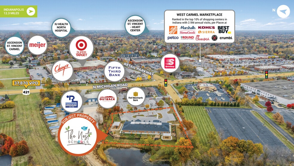 10216 N Michigan Rd, Carmel, IN for sale - Aerial - Image 2 of 2