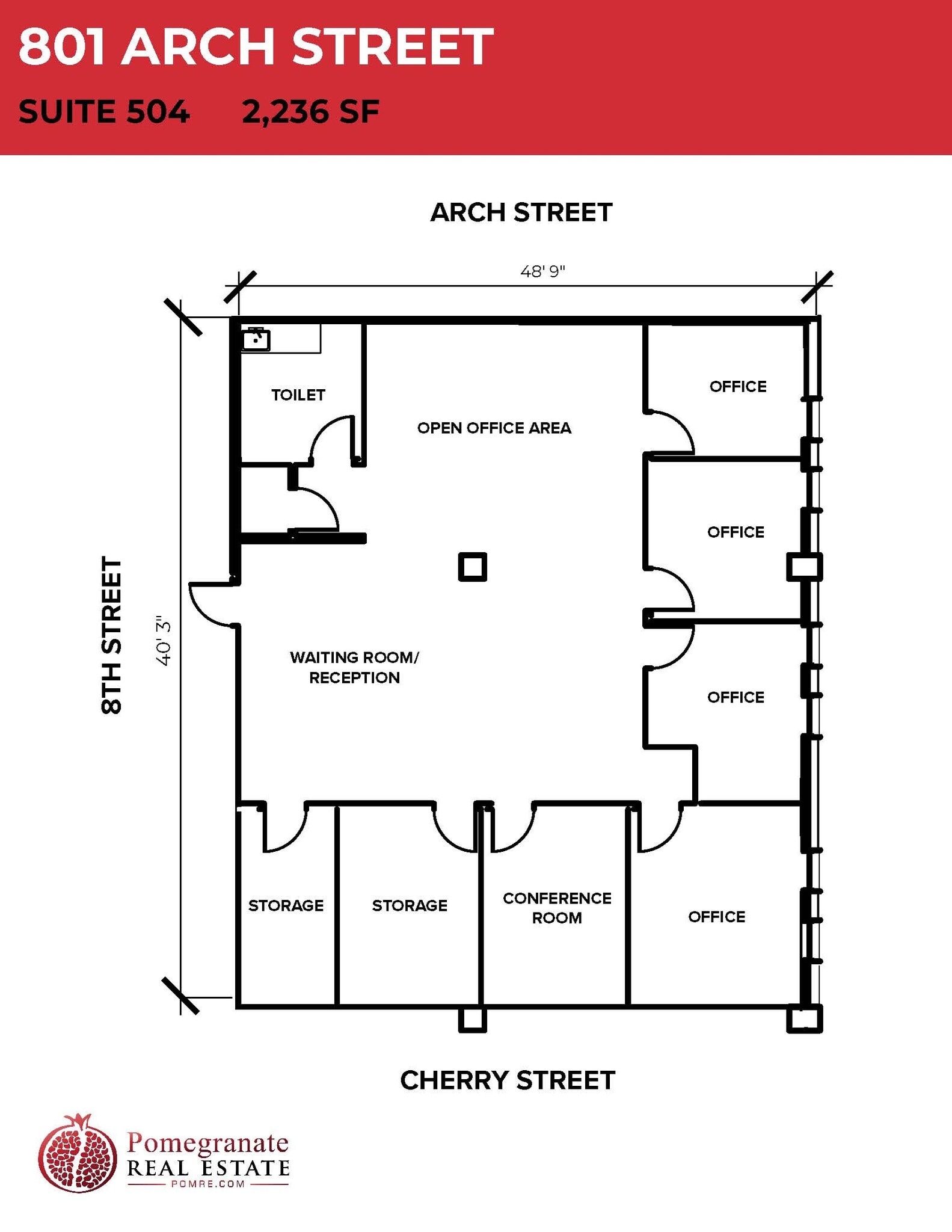 801 Arch St, Philadelphia, PA à louer Plan d’étage- Image 1 de 1