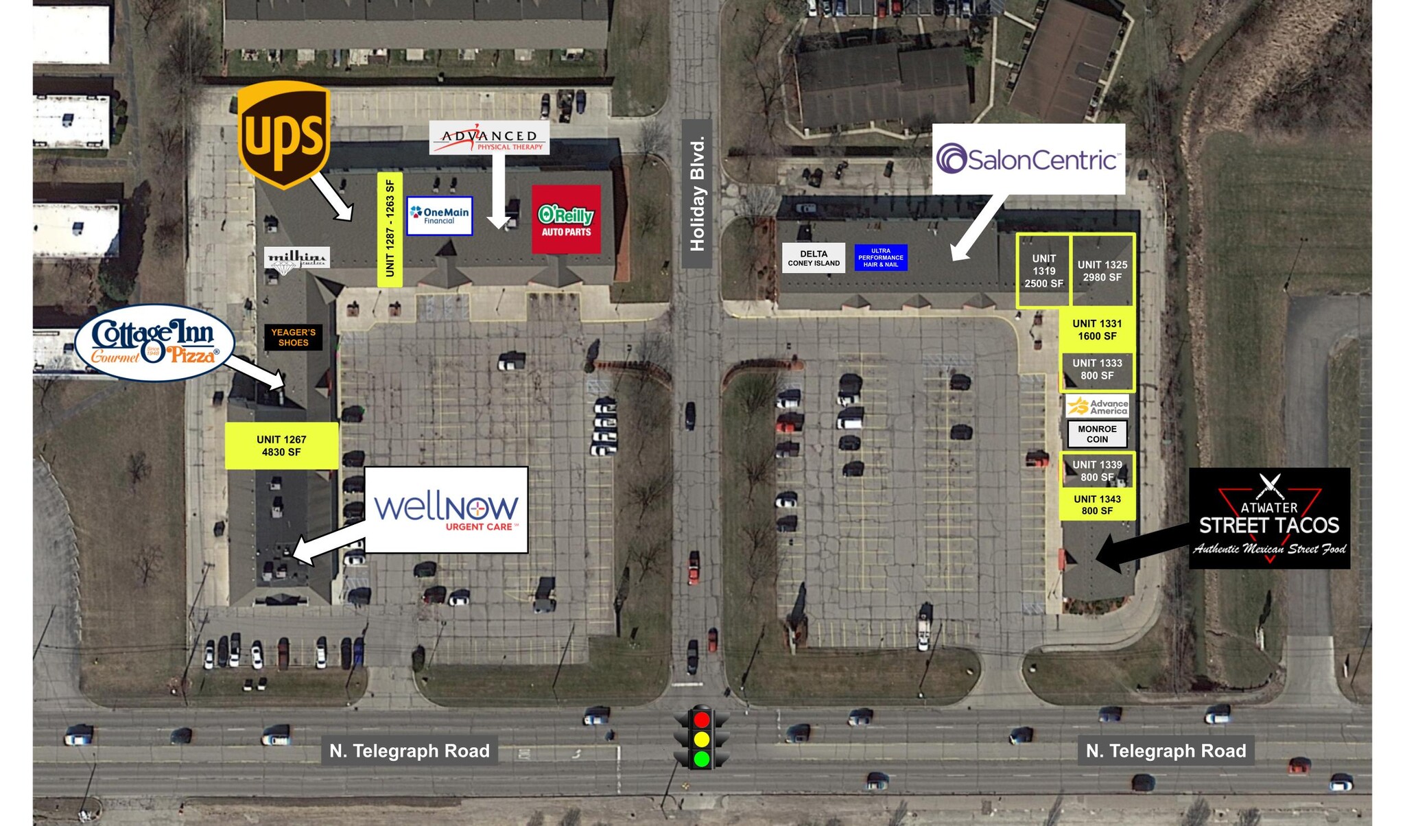1261-1293 N Telegraph Rd, Monroe, MI for lease Aerial- Image 1 of 1