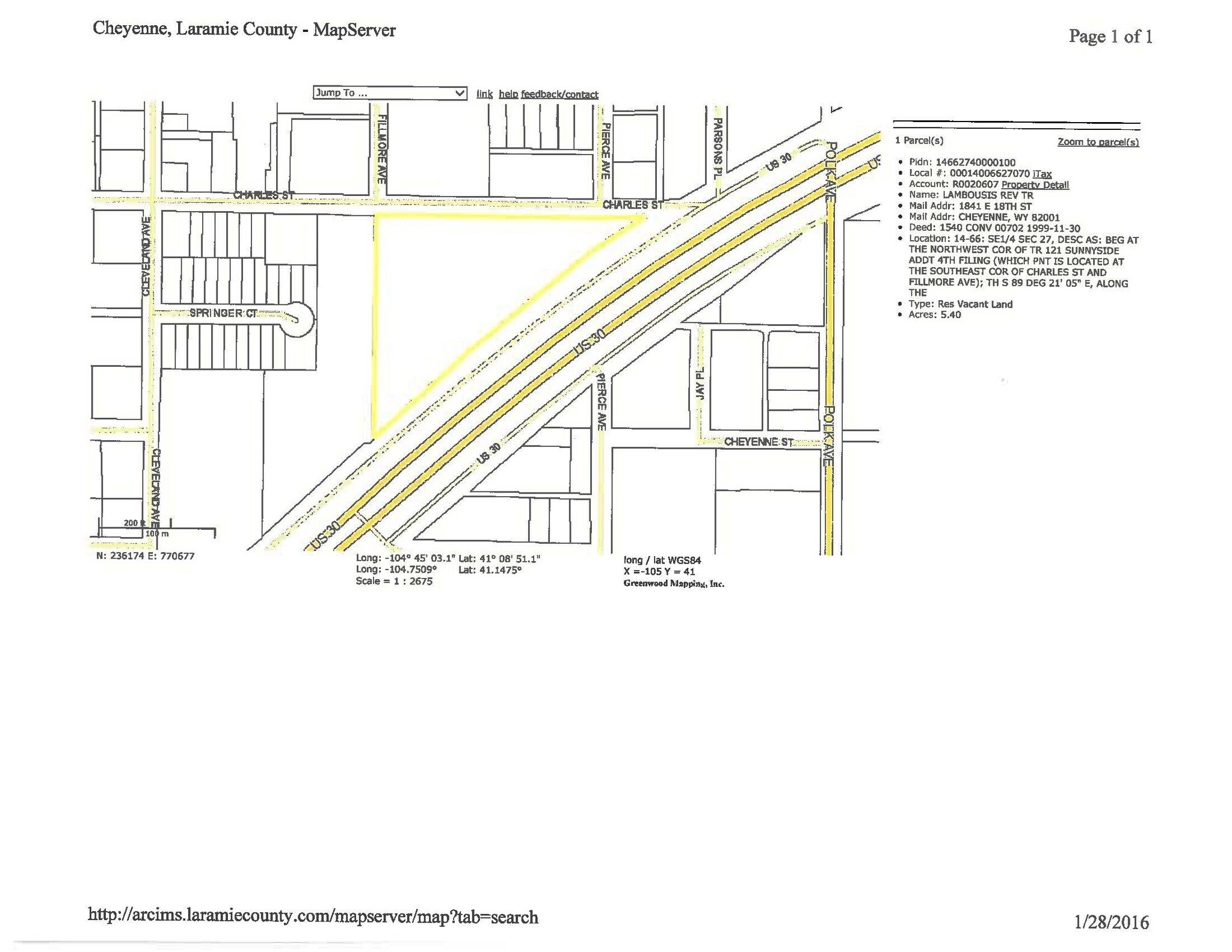TBD east lincolnway, Cheyenne, WY à vendre Plan cadastral- Image 1 de 2