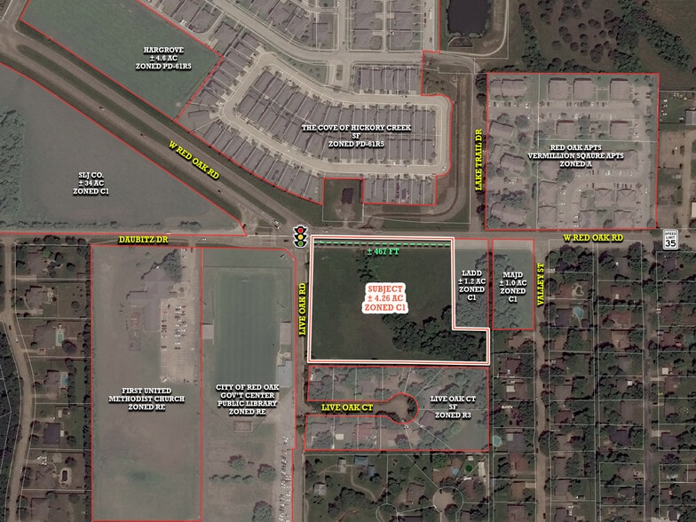 SEC of W Red Oak Rd & Live Oak St, Red Oak, TX for sale - Aerial - Image 2 of 4
