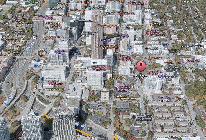 555 Courtland St, Atlanta, GA à vendre - Aérien - Image 2 de 5