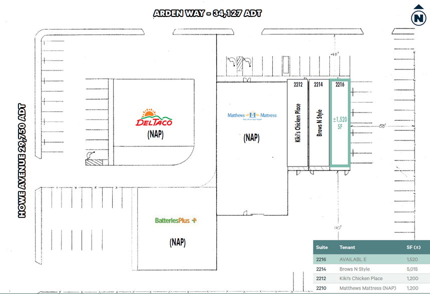 2212-2216 Arden Way, Sacramento, CA à louer - Plan de site - Image 2 de 2