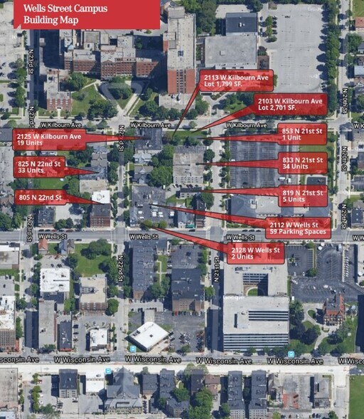 2128 W Wells St, Milwaukee, WI à vendre - Aérien - Image 2 de 2