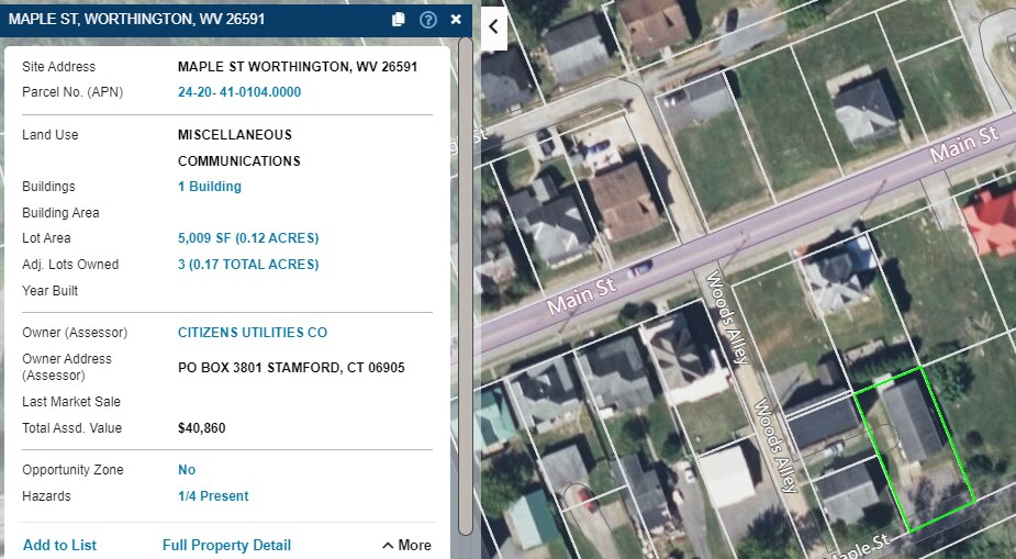 112 Maple st, Worthington, WV à vendre Aérien- Image 1 de 2