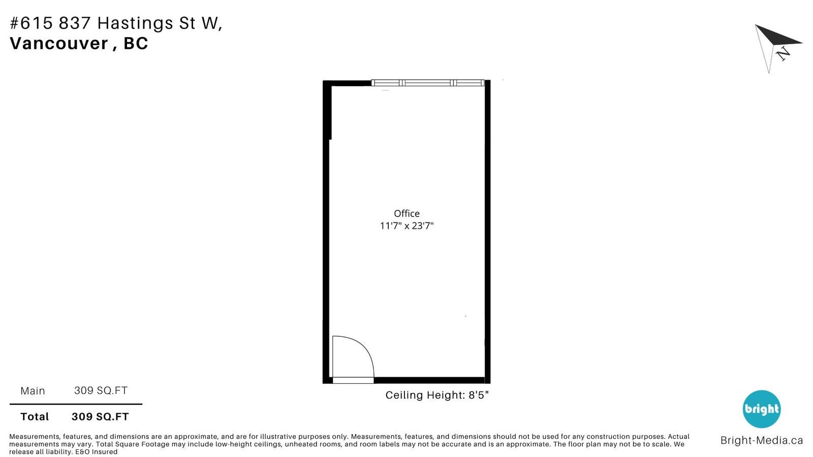 837 Hastings St W, Vancouver, BC V6C 1B6 - Unit 615 -  - Floor Plan - Image 1 of 5