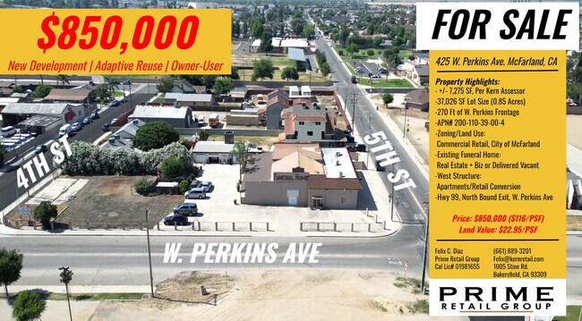 More details for 425 W Perkins Ave, McFarland, CA - Retail for Sale