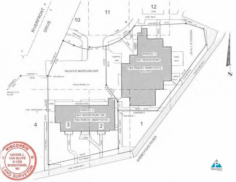 837 Riverfront Dr, Sheboygan, WI à vendre - Plan cadastral - Image 2 de 2