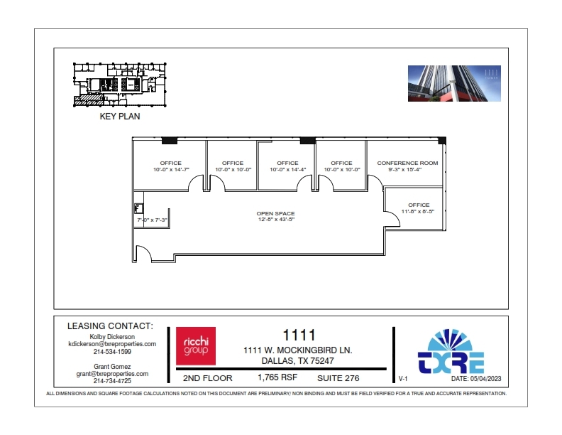 1111 W Mockingbird Ln, Dallas, TX à louer Plan d’étage- Image 1 de 1