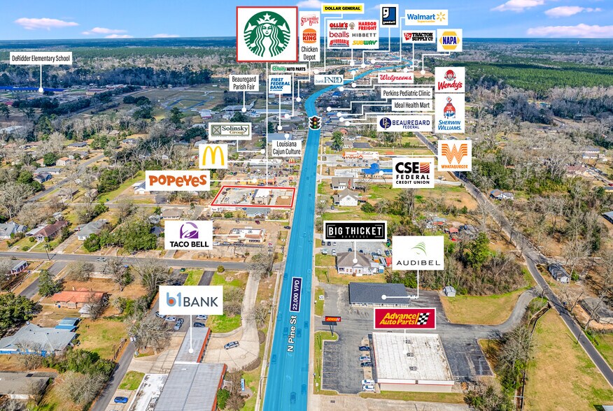 417 N Pine St, Deridder, LA à vendre - Aérien - Image 3 de 4
