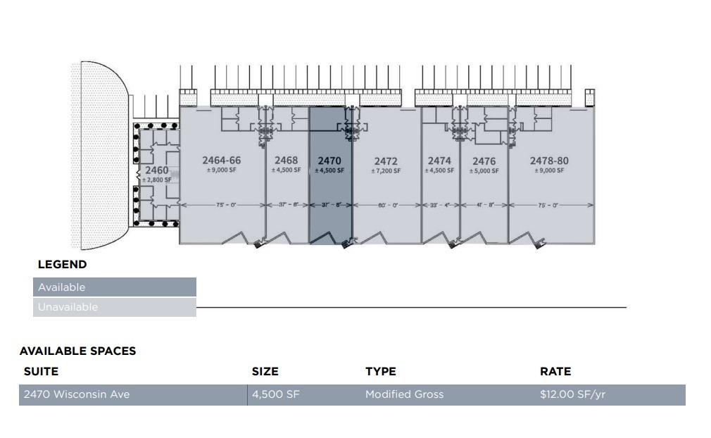 2460-2478 Wisconsin Ave, Downers Grove, IL à louer Plan d  tage- Image 1 de 1