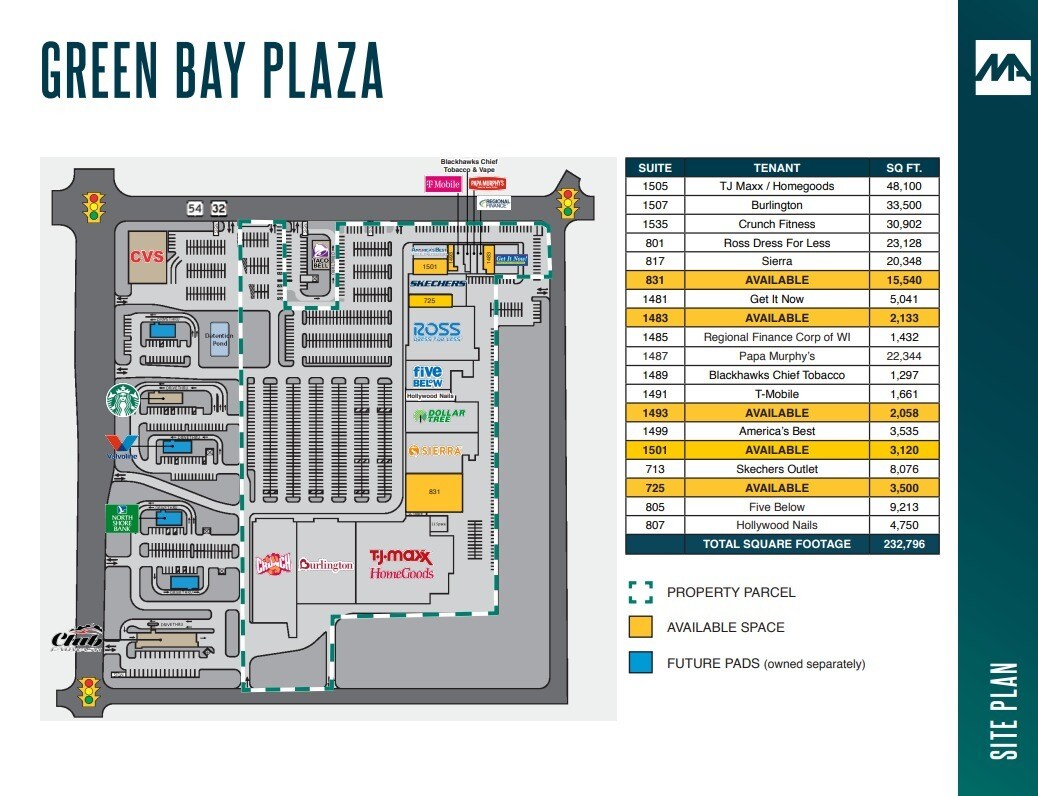 1499-1593 W Mason St, Green Bay, WI à louer Plan de site- Image 1 de 1