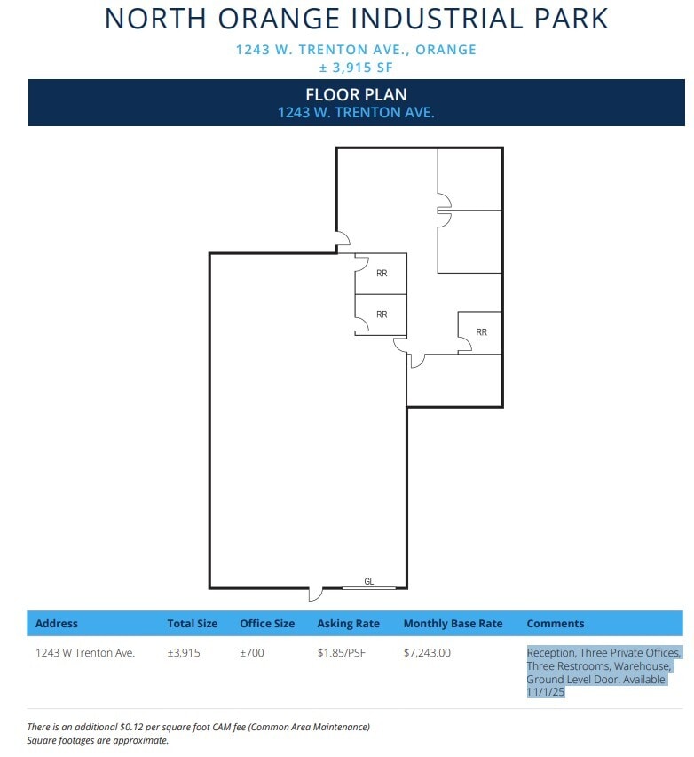 1203-1243 W Trenton Ave, Orange, CA for lease Floor Plan- Image 1 of 1