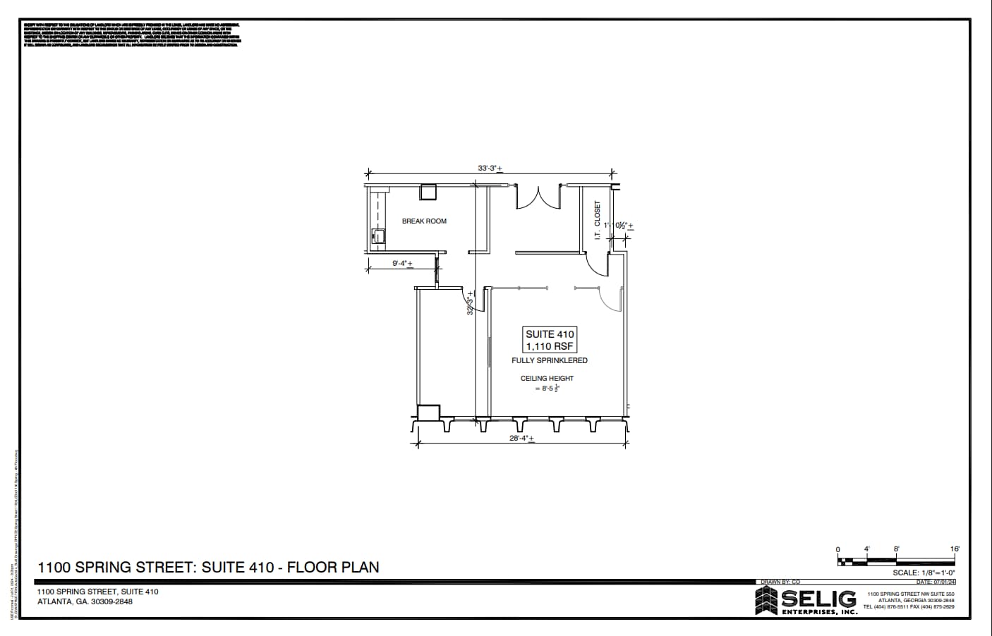 1100 Spring St NW, Atlanta, GA à louer Plan d’étage- Image 1 de 1