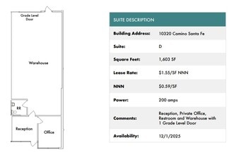 10340 Camino Santa Fe, San Diego, CA for lease Floor Plan- Image 2 of 3