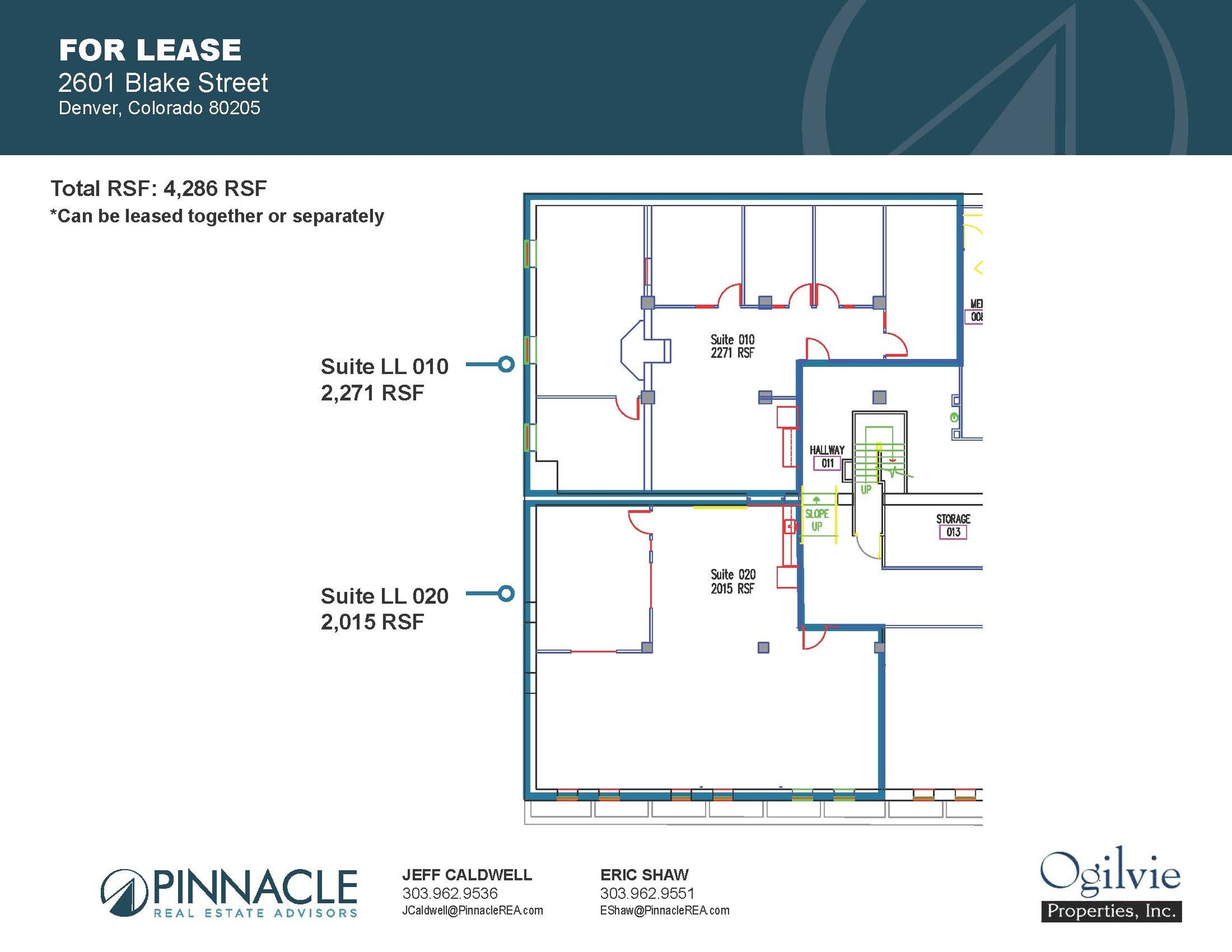 2601-2609 Blake St, Denver, CO à louer Plan d’étage- Image 1 de 1