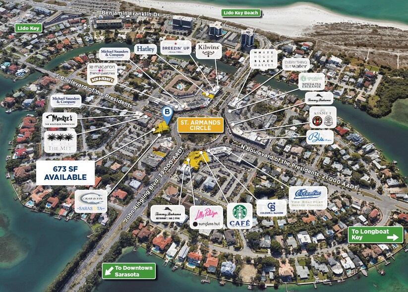 400-423 Saint Armands Cir, Sarasota, FL à louer - Aérien - Image 2 de 3