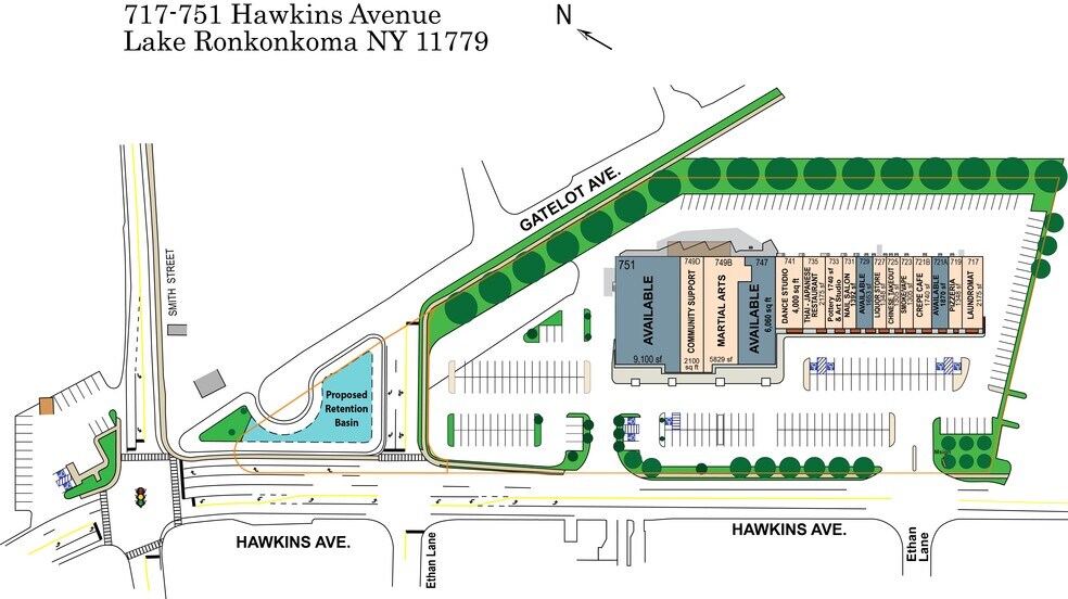 717-751 Hawkins Ave, Ronkonkoma, NY à louer - Plan de site - Image 2 de 14