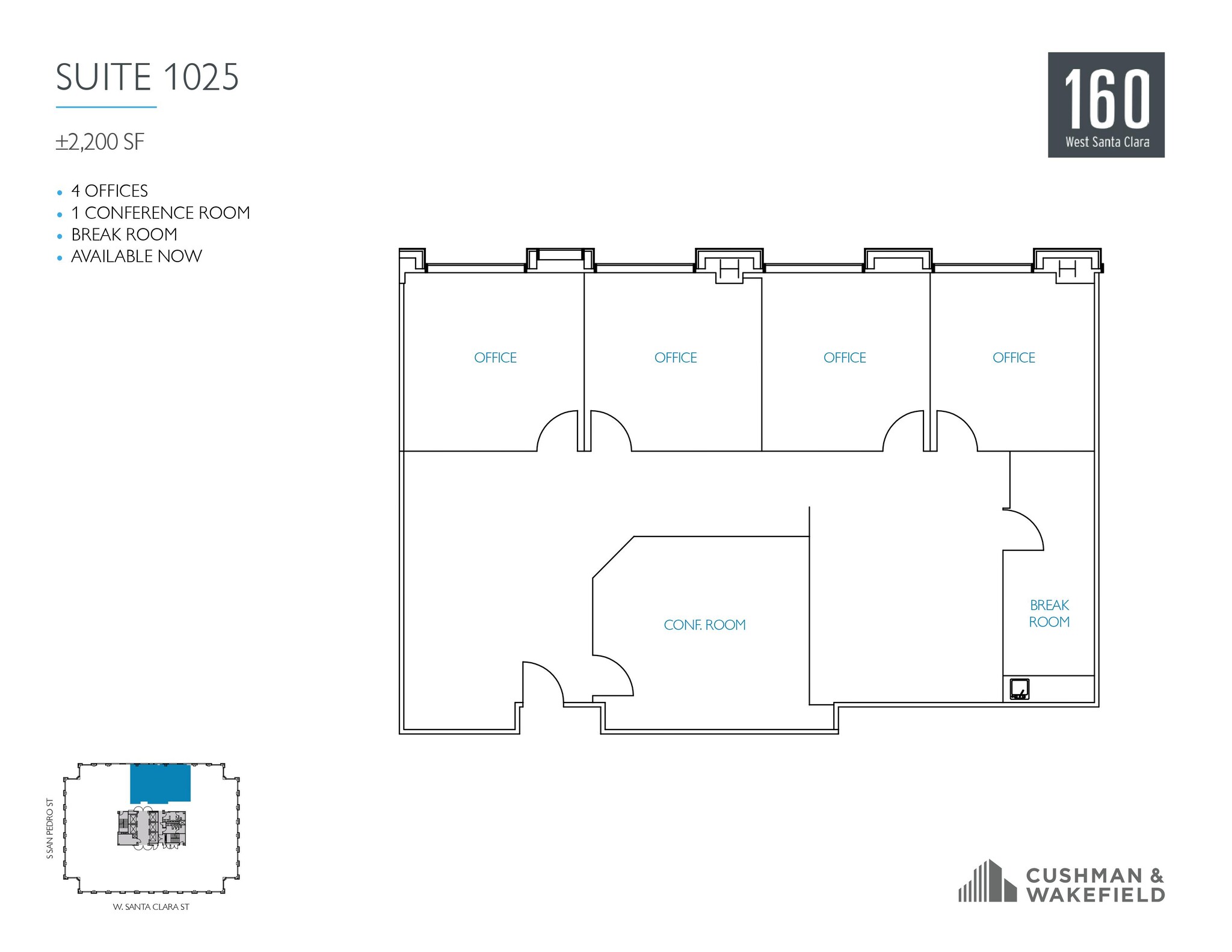 160 W Santa Clara St, San Jose, CA à louer Plan d  tage- Image 1 de 1