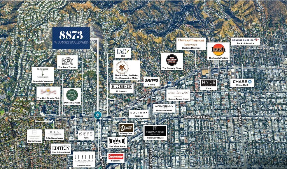 8873 W Sunset Blvd, West Hollywood, CA à louer - Photo du bâtiment - Image 2 de 3