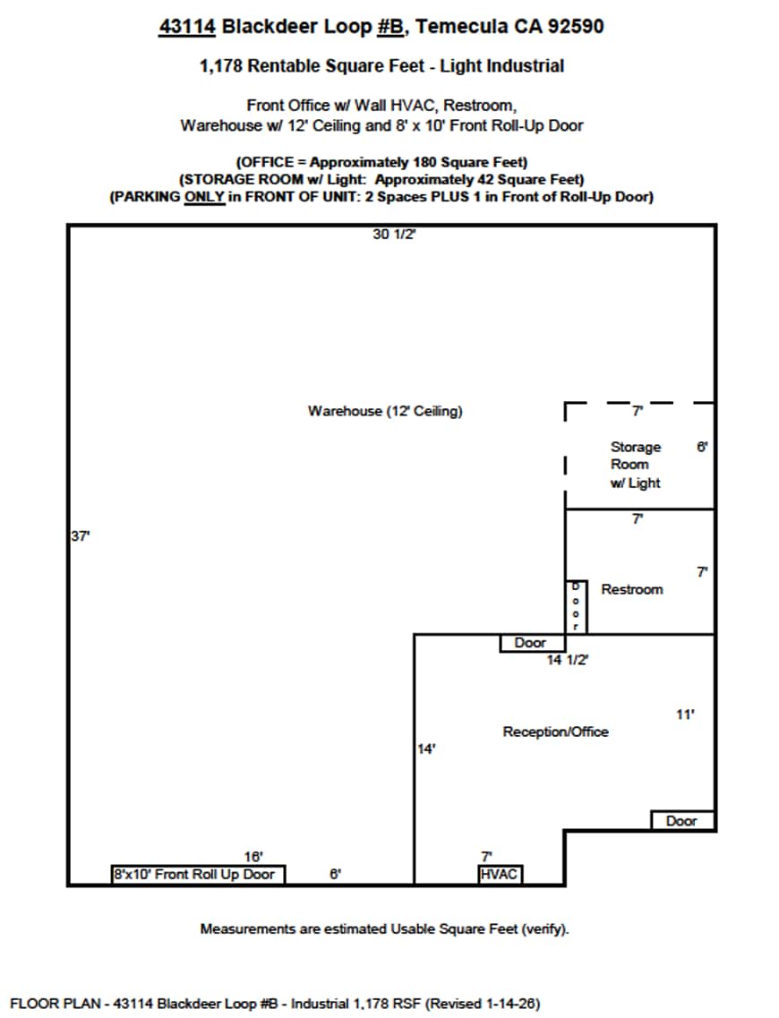 43114 Black Deer Loop, Temecula, CA for lease Floor Plan- Image 1 of 1