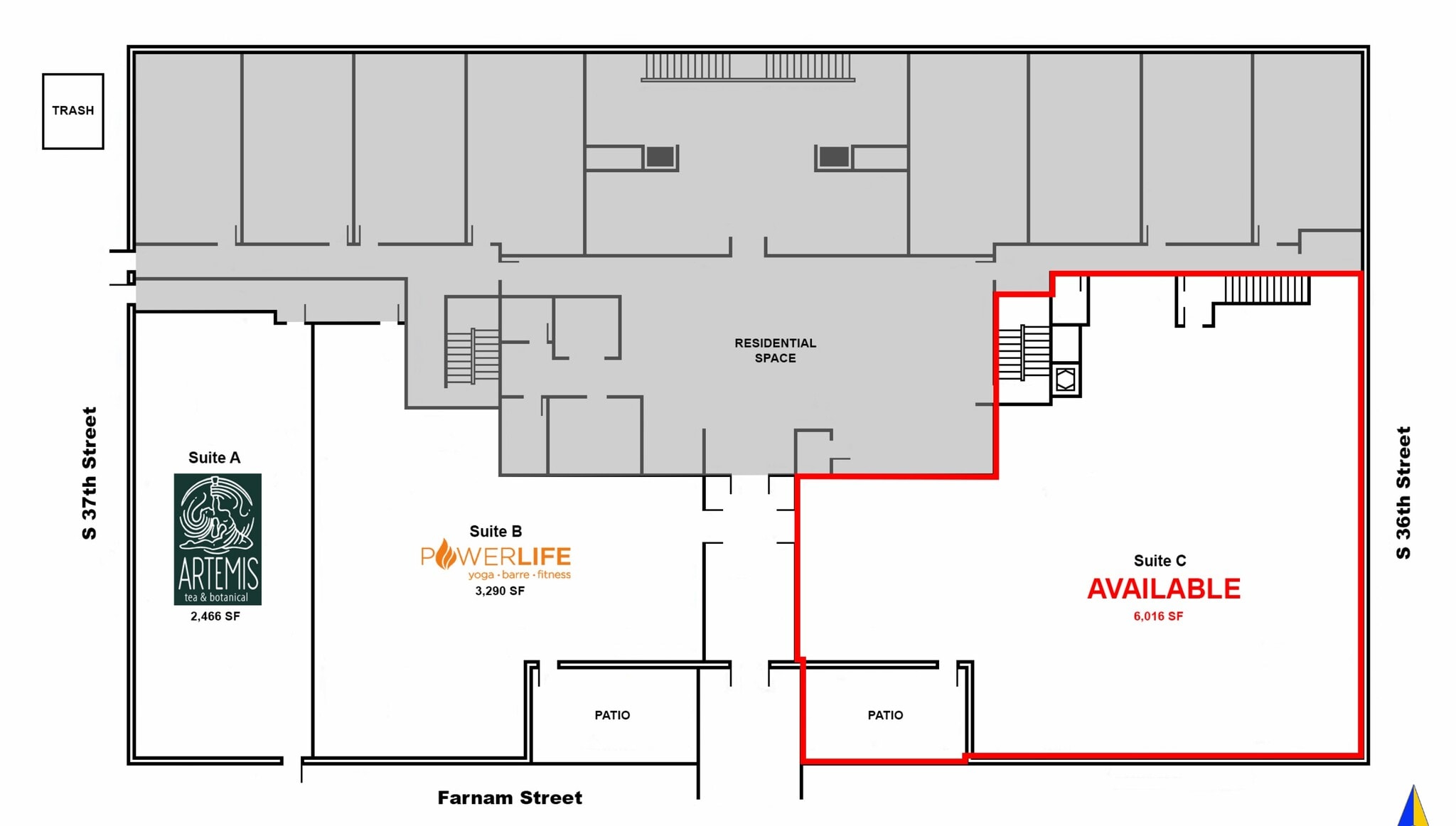 3618 Farnam St, Omaha, NE à louer Plan d’étage- Image 1 de 5