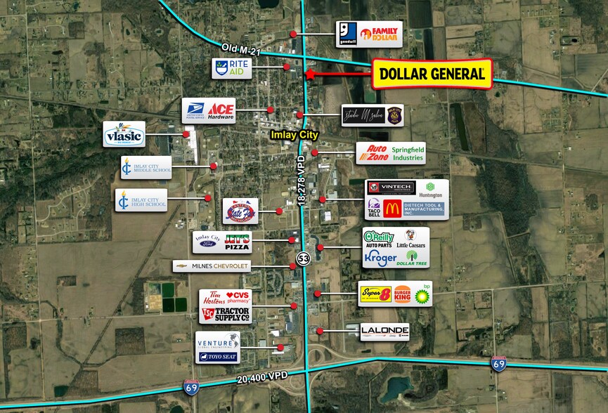 526 N Cedar St, Imlay City, MI à vendre - Aérien - Image 3 de 4