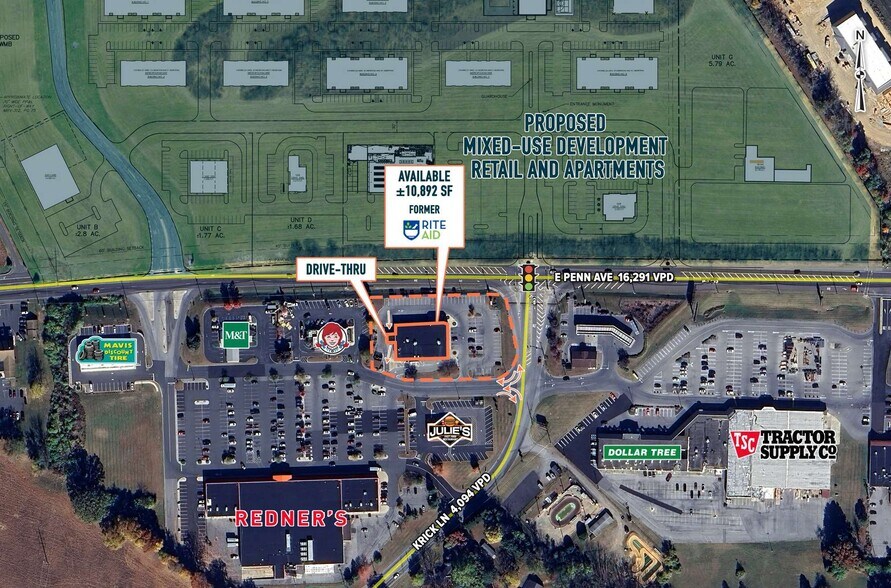 4810 Penn Ave, Sinking Spring, PA for lease - Aerial - Image 2 of 7